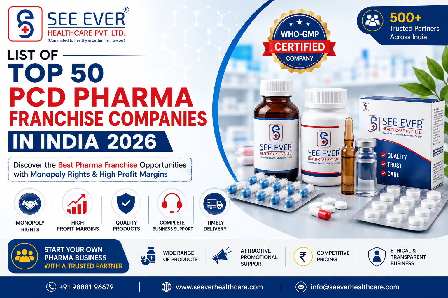 List of Top 50 PCD Pharma Franchise Companies in India